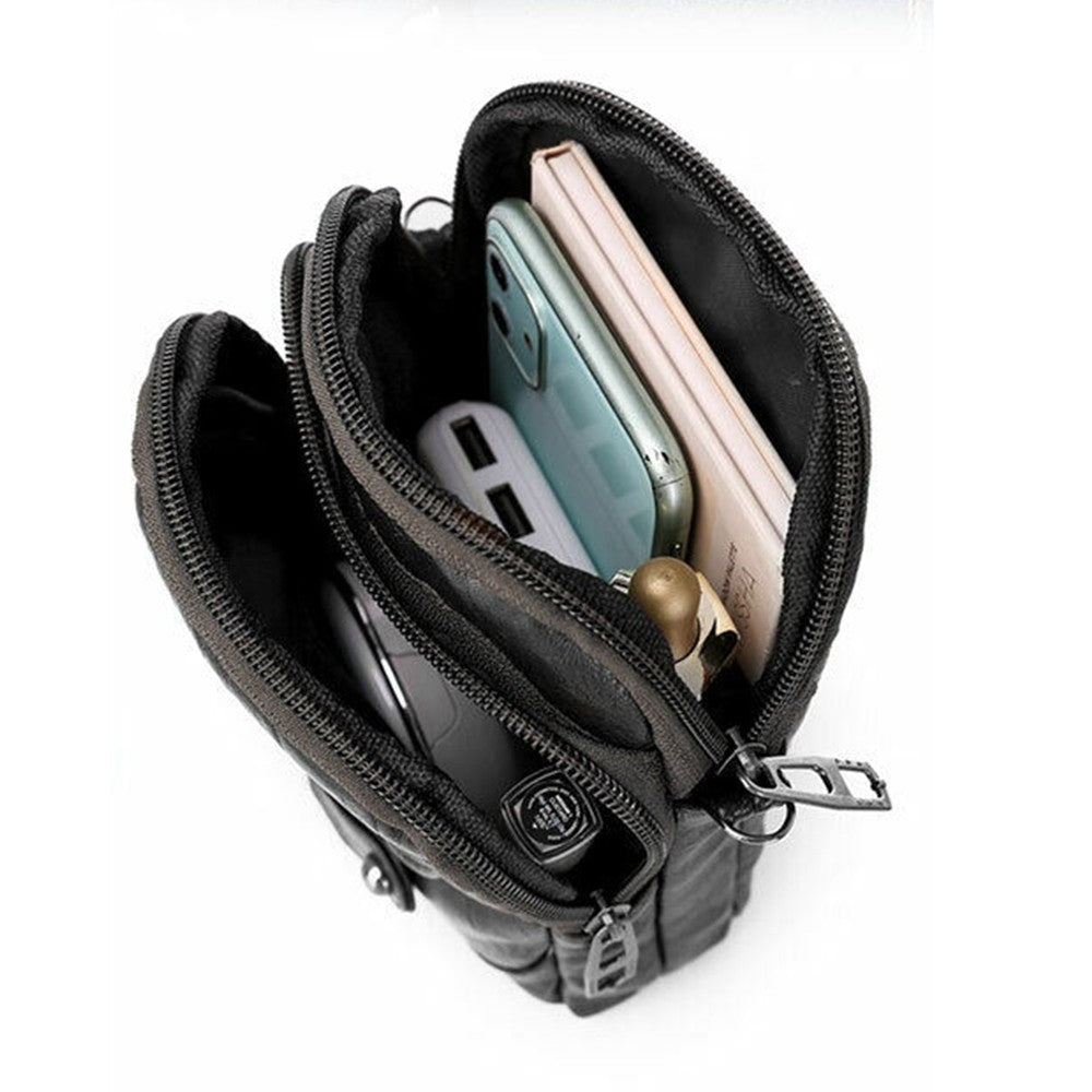 Womens Crossbody Bag Multi-pocket Shoulder Bag Vintage Messenger Bag Black