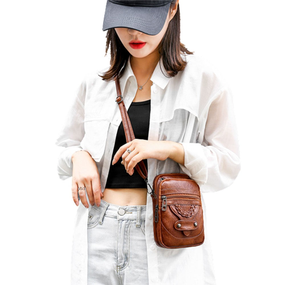 2Pcs Womens Crossbody Bag Multi-pocket Shoulder Bag Vintage Messenger Bag