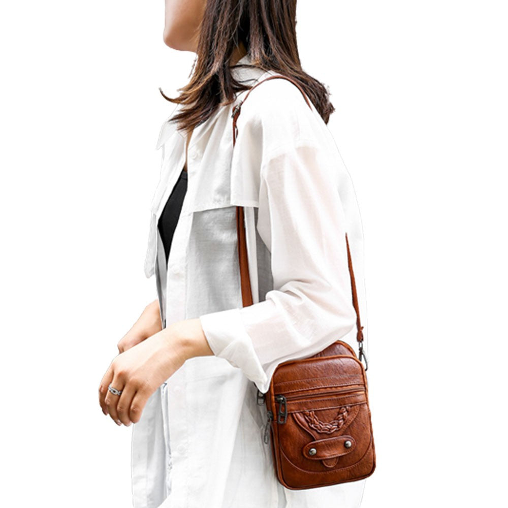 2Pcs Womens Crossbody Bag Multi-pocket Shoulder Bag Vintage Messenger Bag