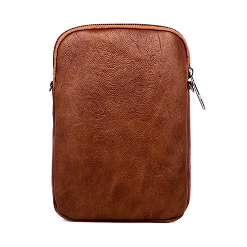 Womens Crossbody Bag Multi-pocket Shoulder Bag Vintage Messenger Bag Brown