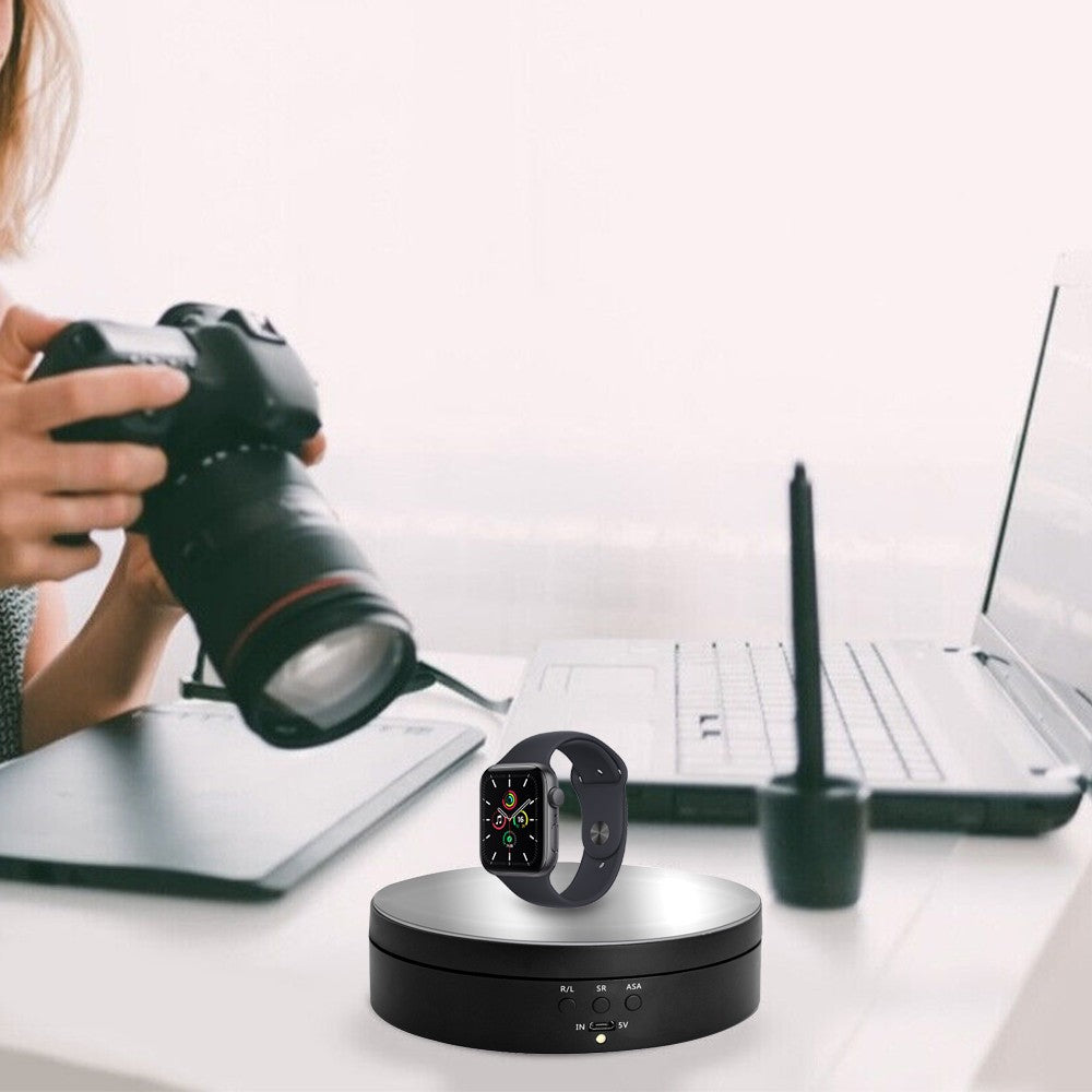 360 Degree Rotating Electric Turntable Jewelry Display Stand Jewelry Show Rotary Tray Black