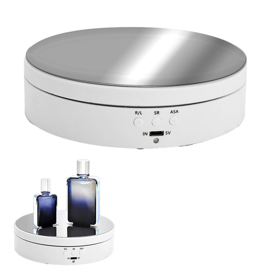 360 Degree Rotating Electric Turntable Jewelry Display Stand Jewelry Show Rotary Tray White