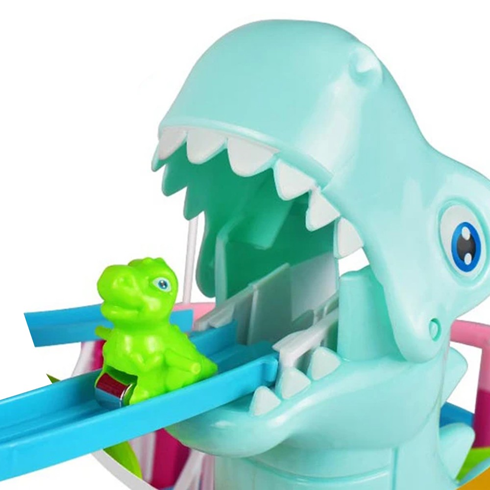 2 X Electric Dinosaur Race Track Toy Set with Music and Lights Slide Railcar Track Toy Educational Assembly Toys