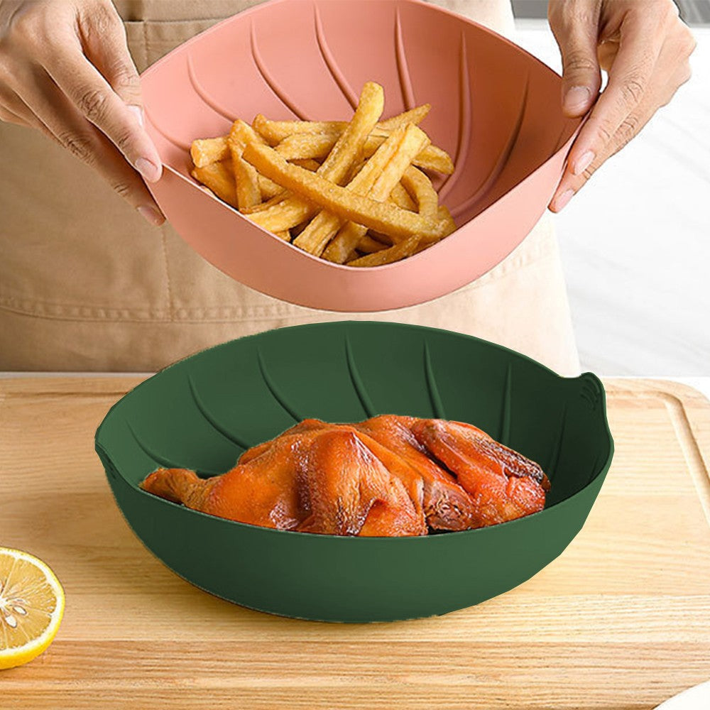 3Pcs 23cm Reusable Air Fryer Silicone Pot Oven Baking Tray Pan Air Fryer Liner