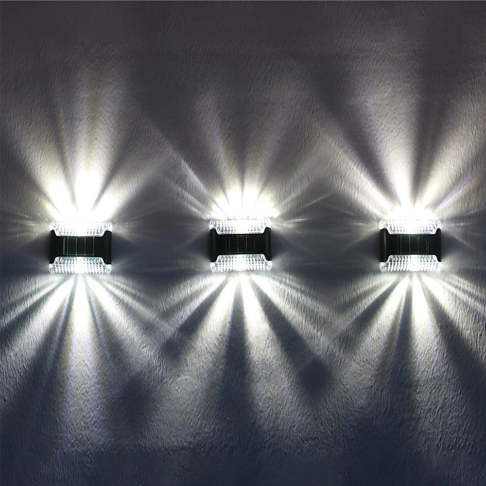 8Pcs Solar Fence Lights Outdoor Water-Resistant Solar Wall Light  Porch Lamp Auto On Off White Light