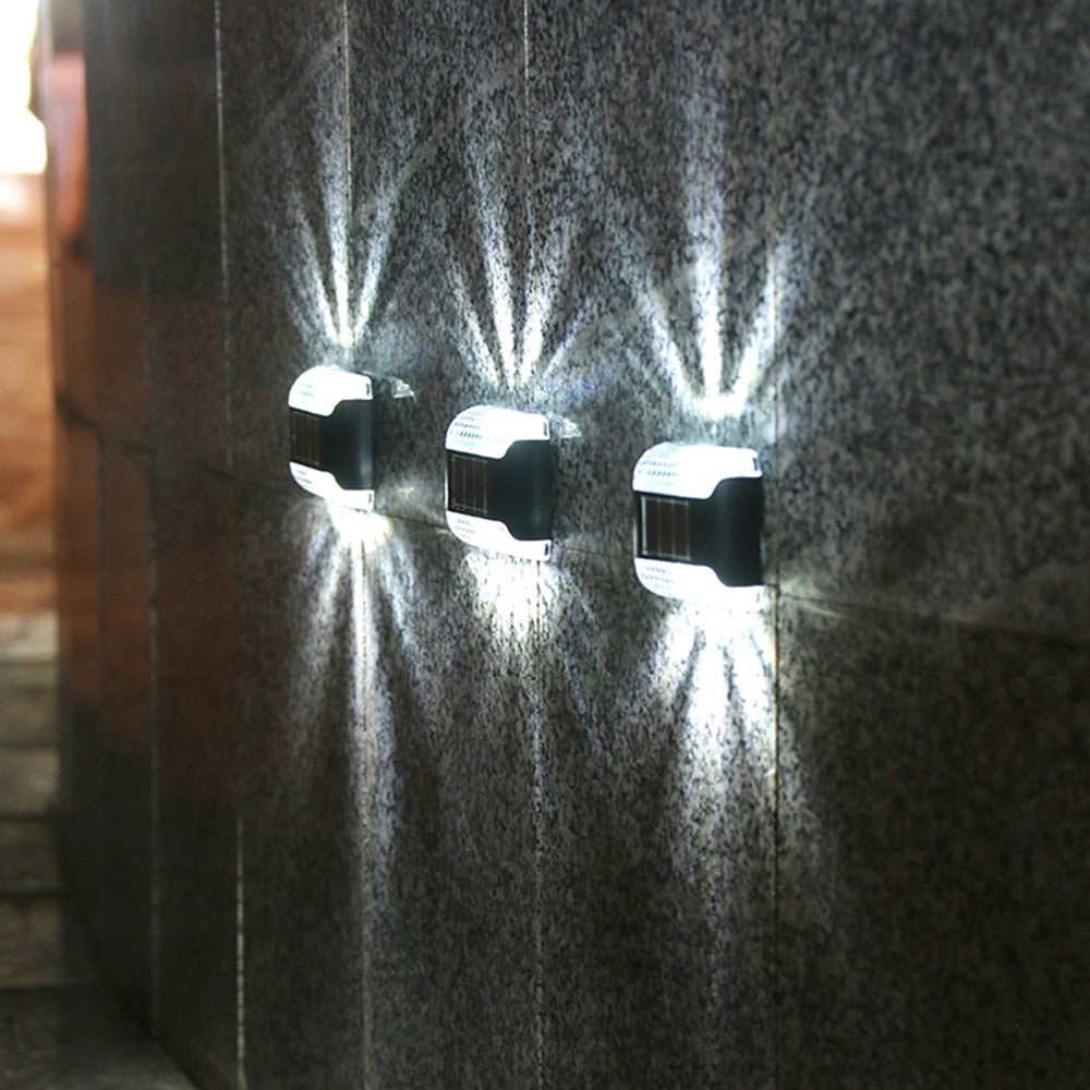 4Pcs Solar Fence Lights Outdoor Water-Resistant Solar Wall Light  Porch Lamp Auto On Off White Light