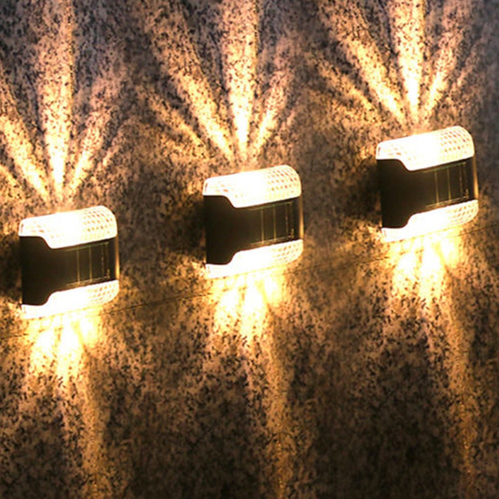 8Pcs Solar Fence Lights Outdoor Water-Resistant Solar Wall Light  Porch Lamp Auto On Off Warm Light