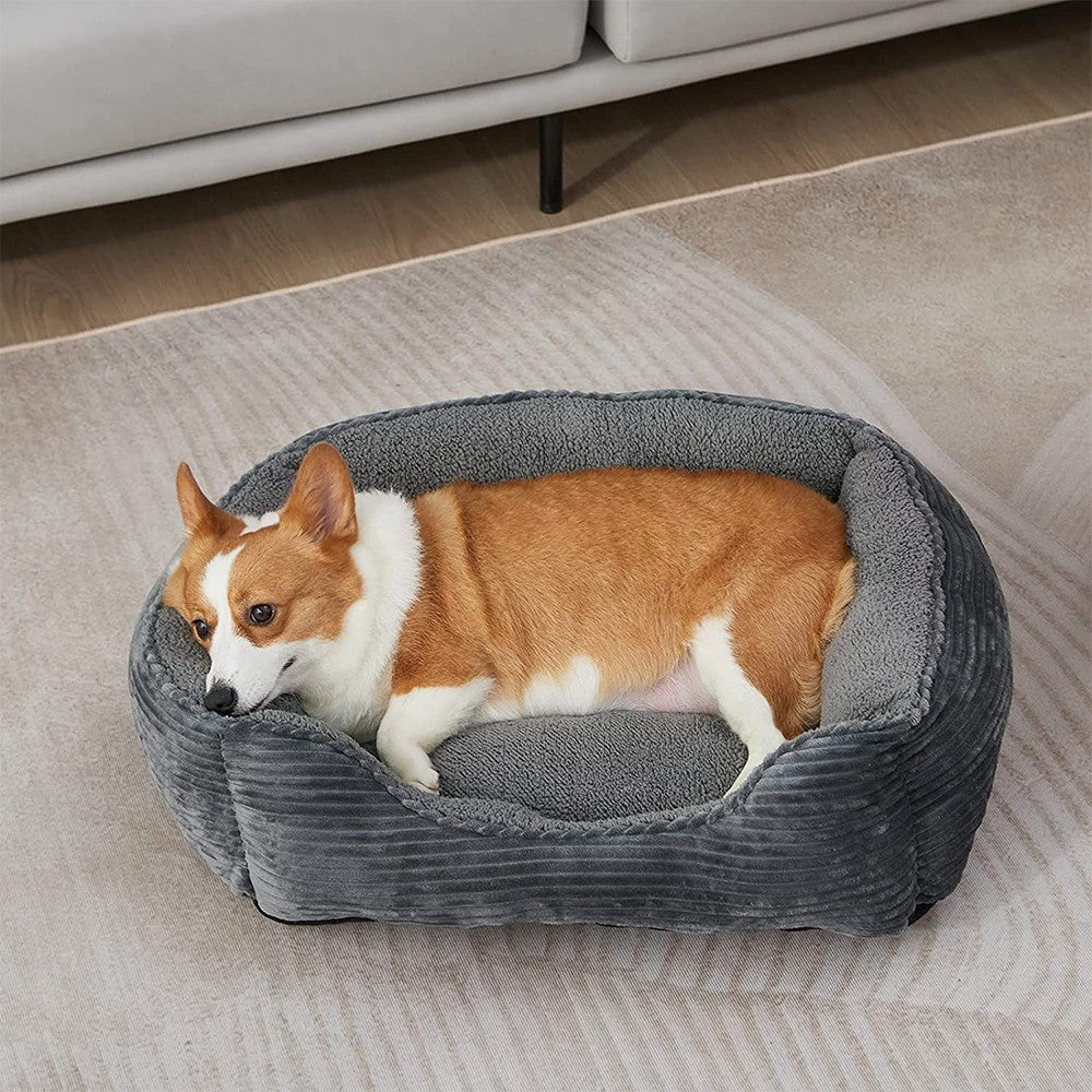 70x55cm Plush Pet Bed Dog Sofa Cozy Puppy Cat Sleeping Bed Grey