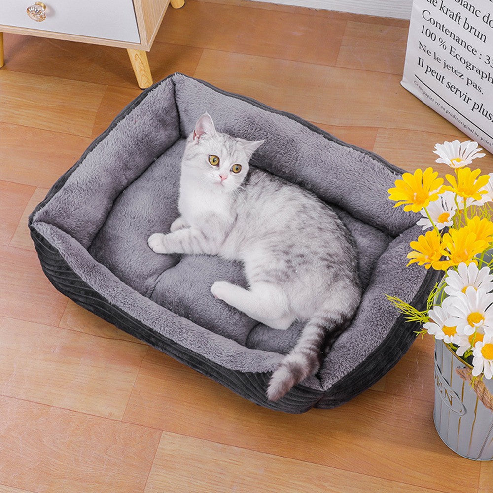 70x55cm Plush Pet Bed Dog Sofa Cozy Puppy Cat Sleeping Bed Grey