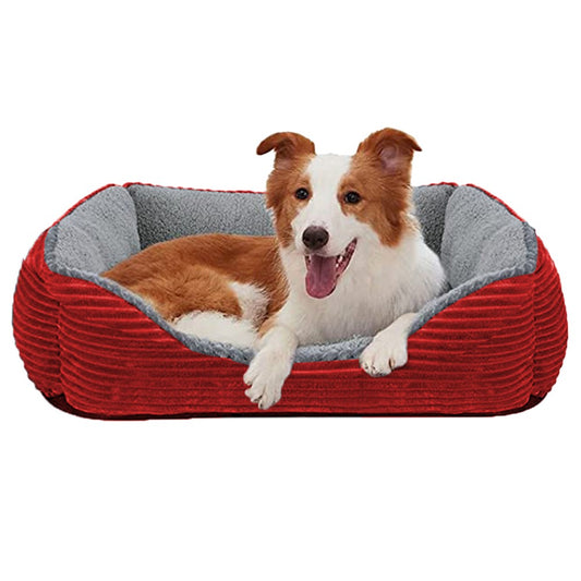 60x45cm Plush Pet Bed Dog Sofa Cozy Puppy Cat Sleeping Bed Red