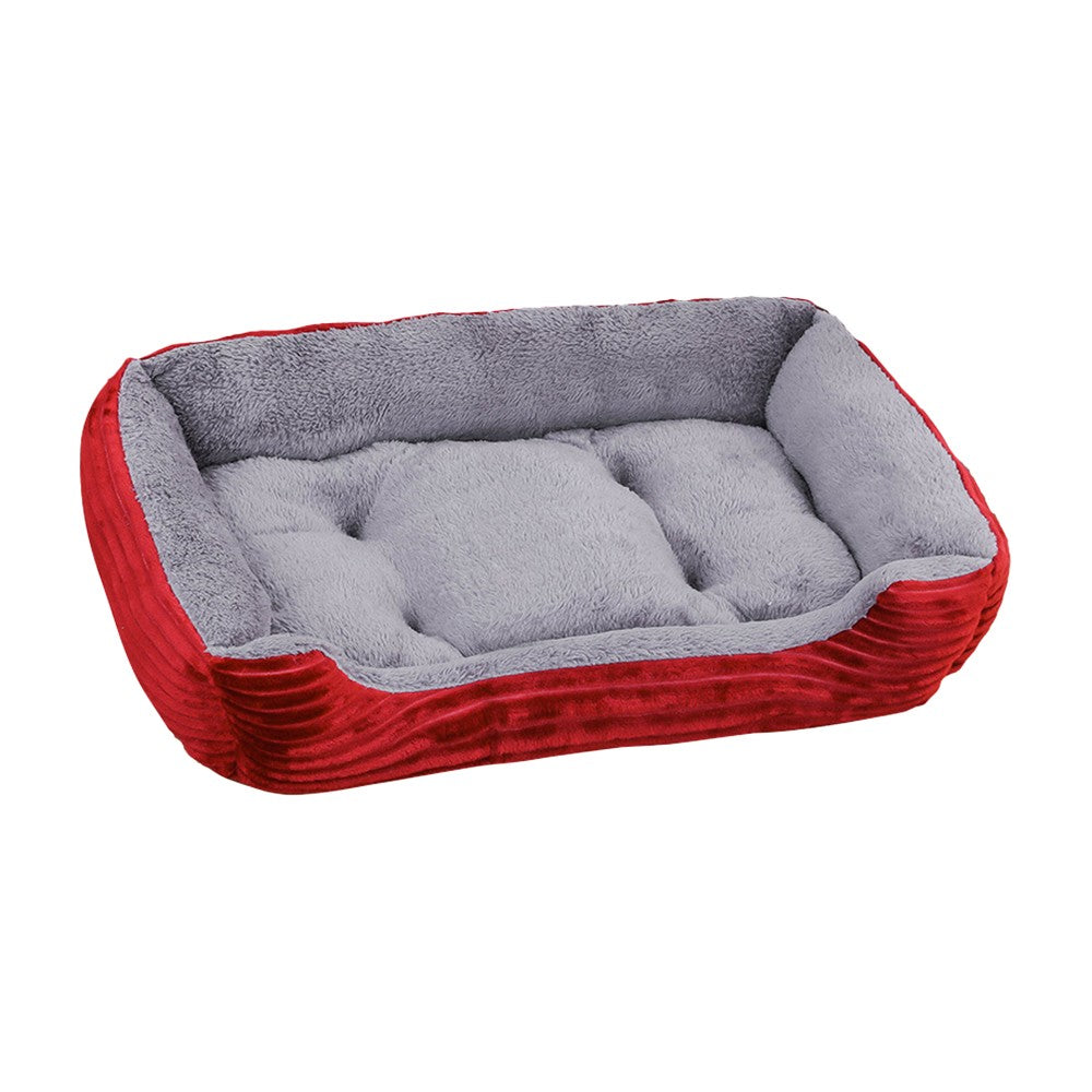 80x60cm Plush Pet Bed Dog Sofa Cozy Puppy Cat Sleeping Bed Red