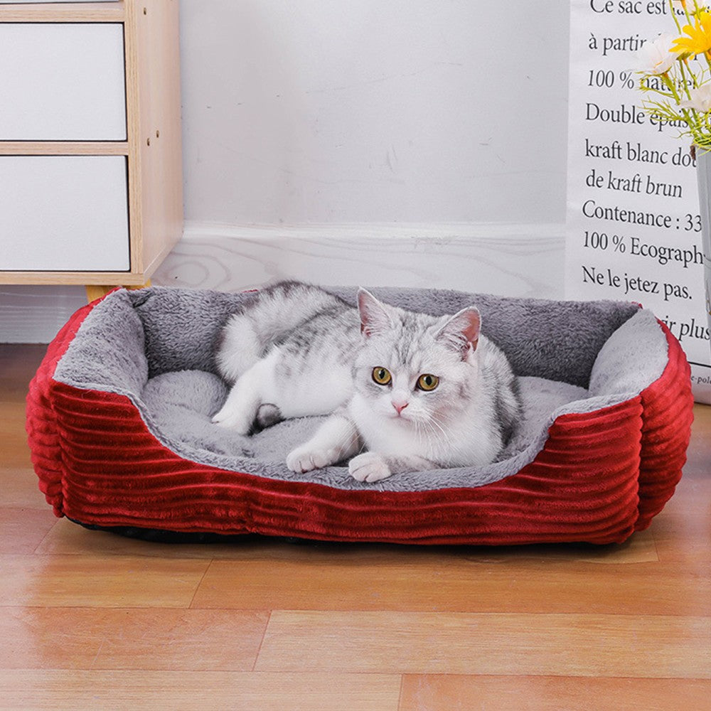 90x70cm Plush Pet Bed Dog Sofa Cozy Puppy Cat Sleeping Bed Red