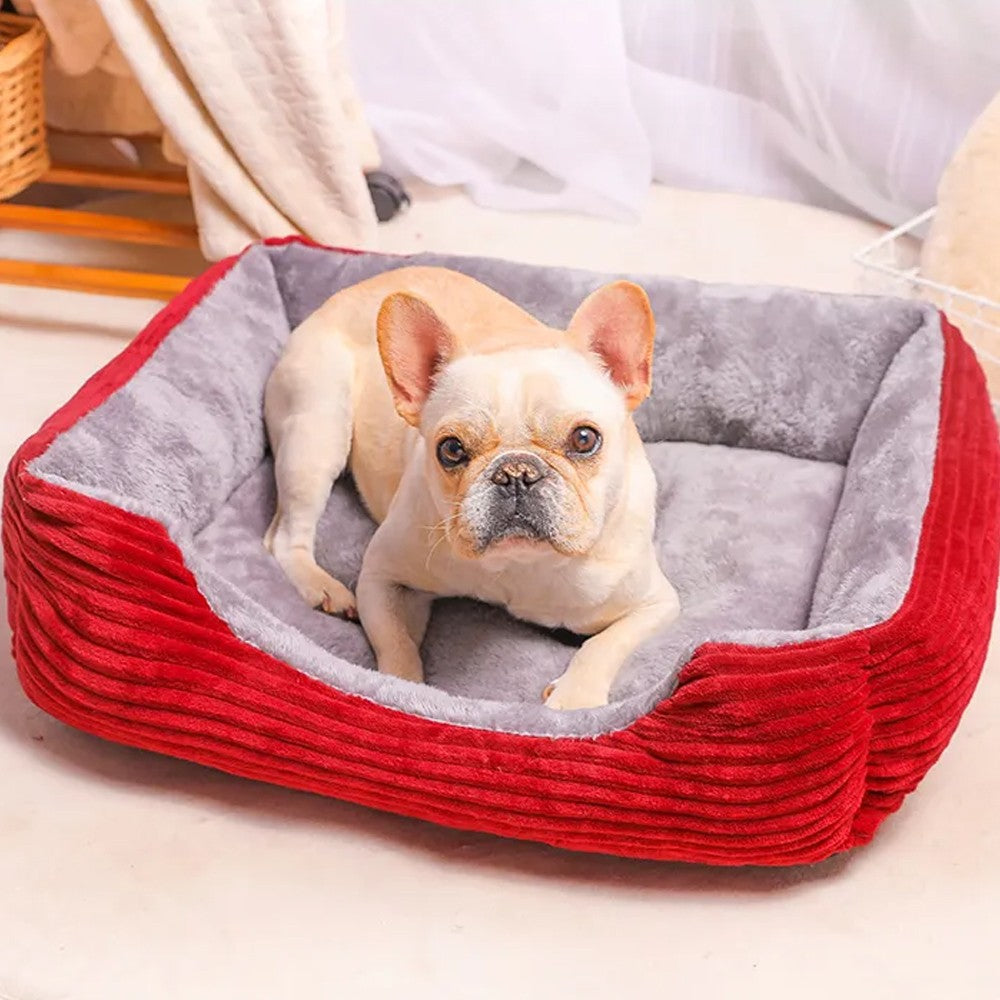 90x70cm Plush Pet Bed Dog Sofa Cozy Puppy Cat Sleeping Bed Red