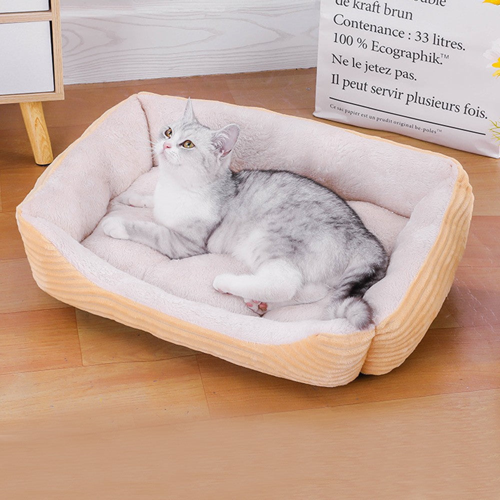 80x60cm Plush Pet Bed Dog Sofa Cozy Puppy Cat Sleeping Bed Yellow
