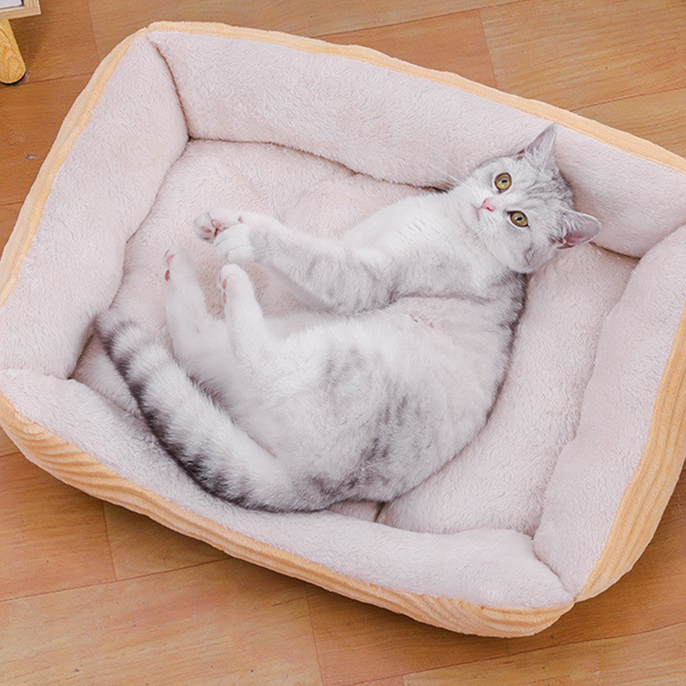 80x60cm Plush Pet Bed Dog Sofa Cozy Puppy Cat Sleeping Bed Yellow