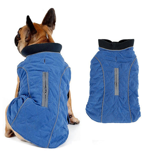 L Winter Warm Dog Coats Dog Jacket Windproof Vest Reflective Pet Apparel Blue