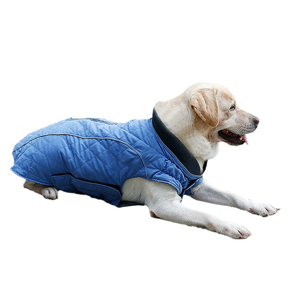 L Winter Warm Dog Coats Dog Jacket Windproof Vest Reflective Pet Apparel Blue