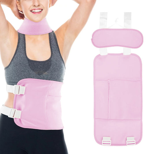 2Pcs Reusable Castor Oil Pack Wrap Castor Oil Pack Kit for Waist and Neck Adjustable Elastic Strap Pink