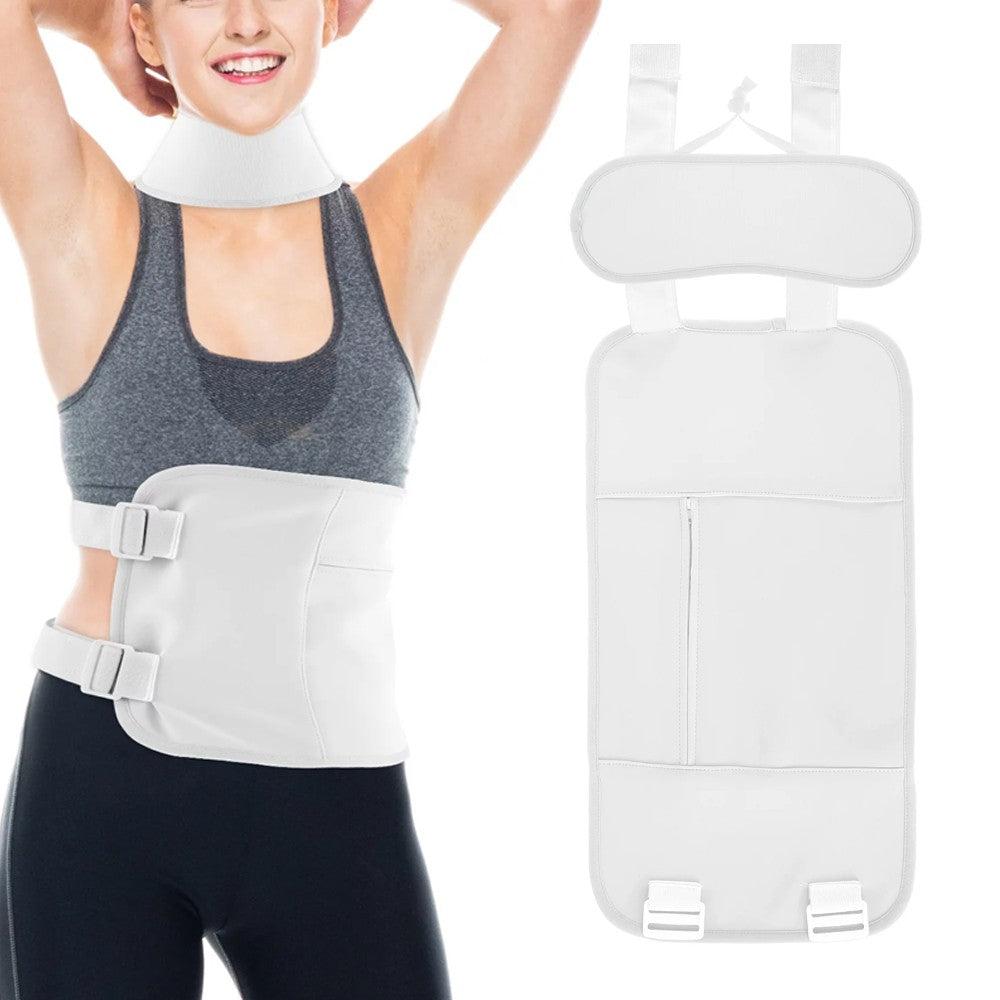 2Pcs Reusable Castor Oil Pack Wrap Castor Oil Pack Kit for Waist and Neck Adjustable Elastic Strap White
