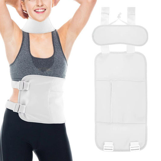 2Pcs Reusable Castor Oil Pack Wrap Castor Oil Pack Kit for Waist and Neck Adjustable Elastic Strap White