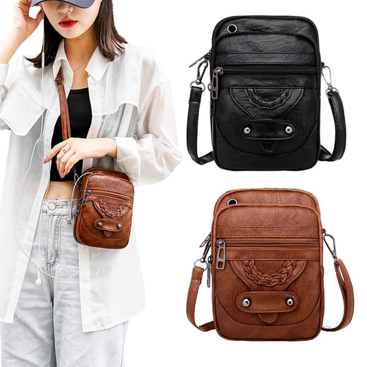 2Pcs Womens Crossbody Bag Multi-pocket Shoulder Bag Vintage Messenger Bag