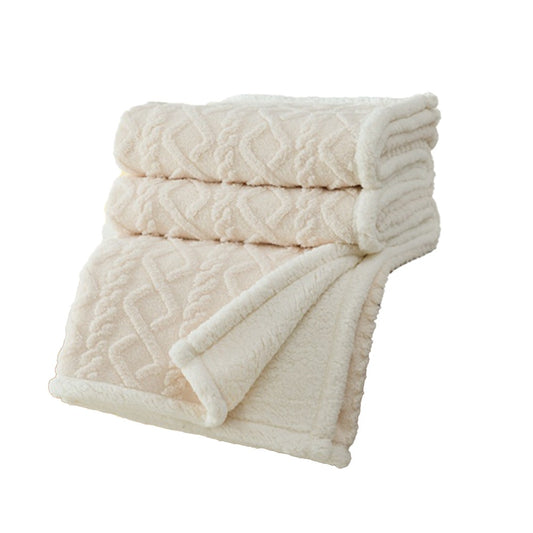 200x150cm Reversible Winter Warm Blanket Sofa Bed Cover Fluffy Thick Throw Blankets Beige