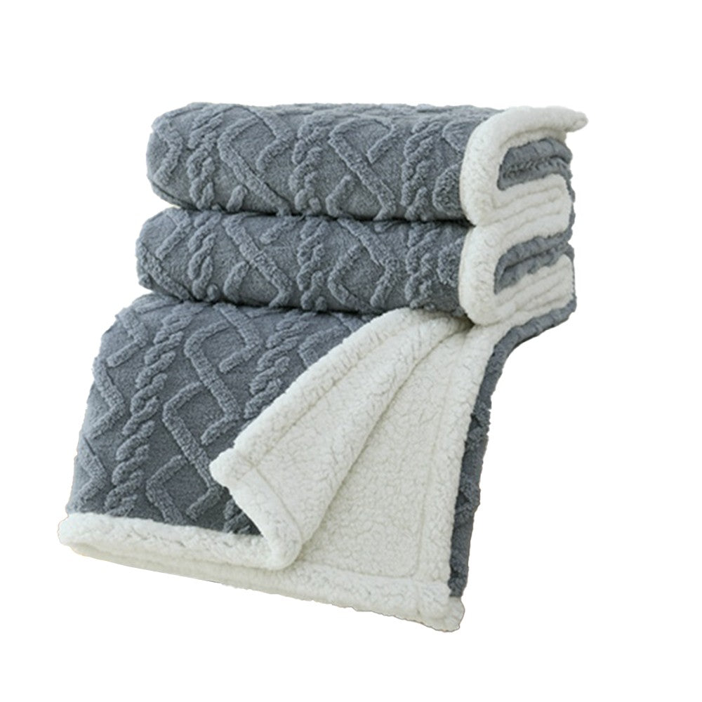 150x120cm Reversible Winter Warm Blanket Sofa Bed Cover Fluffy Thick Throw Blankets Grey