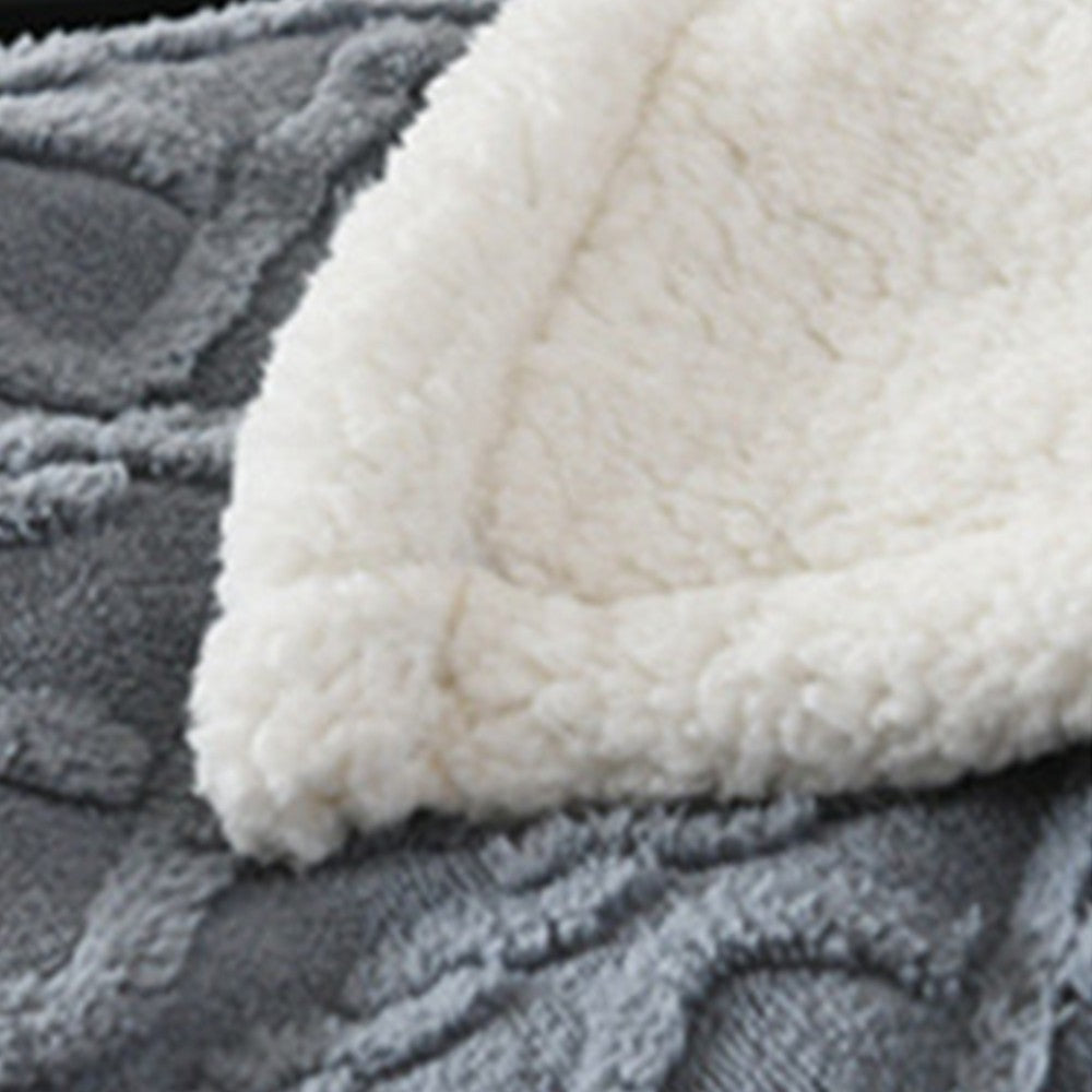 100x70cm Reversible Winter Warm Blanket Sofa Bed Cover Fluffy Thick Throw Blankets Grey