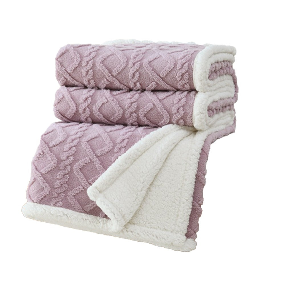 150x100cm Reversible Winter Warm Blanket Sofa Bed Cover Fluffy Thick Throw Blankets Purple