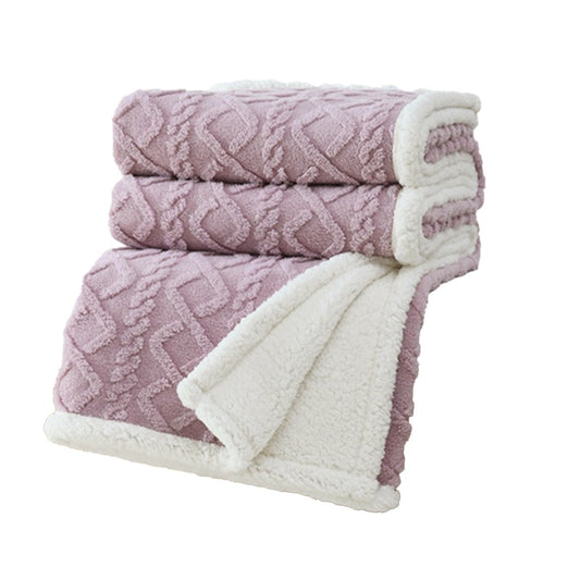 150x100cm Reversible Winter Warm Blanket Sofa Bed Cover Fluffy Thick Throw Blankets Purple