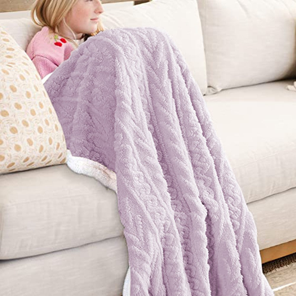 100x70cm Reversible Winter Warm Blanket Sofa Bed Cover Fluffy Thick Throw Blankets Purple