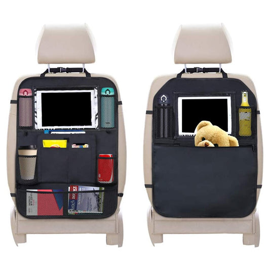 2Pcs Multi Pocket Car Back Seat Organizer Car Backseat Storage Bag Car Seat Protector with Clear iPad Holder