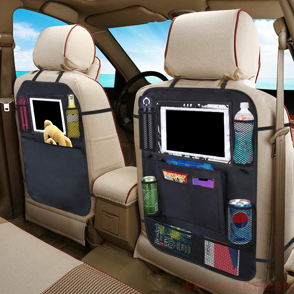 2Pcs Multi Pocket Car Back Seat Organizer Car Backseat Storage Bag Car Seat Protector with Clear iPad Holder