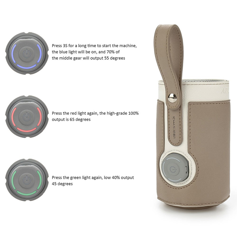 USB Baby Bottle Warmer Milk Heat Keeper Bag Feeding Bottle Thermostat Bag Brown
