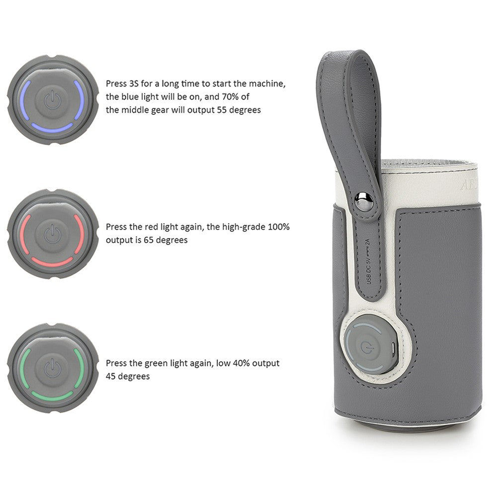USB Baby Bottle Warmer Milk Heat Keeper Bag Feeding Bottle Thermostat Bag Grey