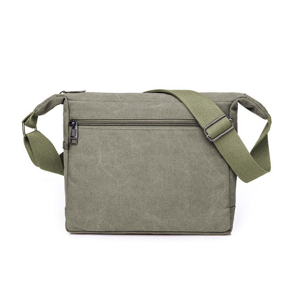 Mens Canvas Messenger Bag Multi-pocket Shoulder Bag Crossbody Satchel Bag Briefcase Army Green