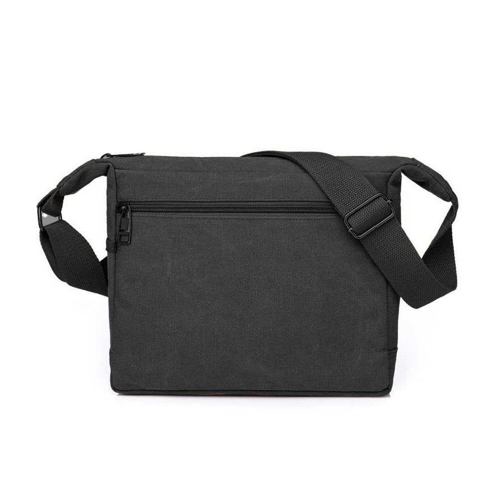 Mens Canvas Messenger Bag Multi-pocket Shoulder Bag Crossbody Satchel Bag Briefcase Black