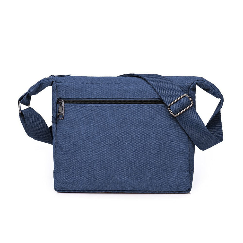 Mens Canvas Messenger Bag Multi-pocket Shoulder Bag Crossbody Satchel Bag Briefcase Blue