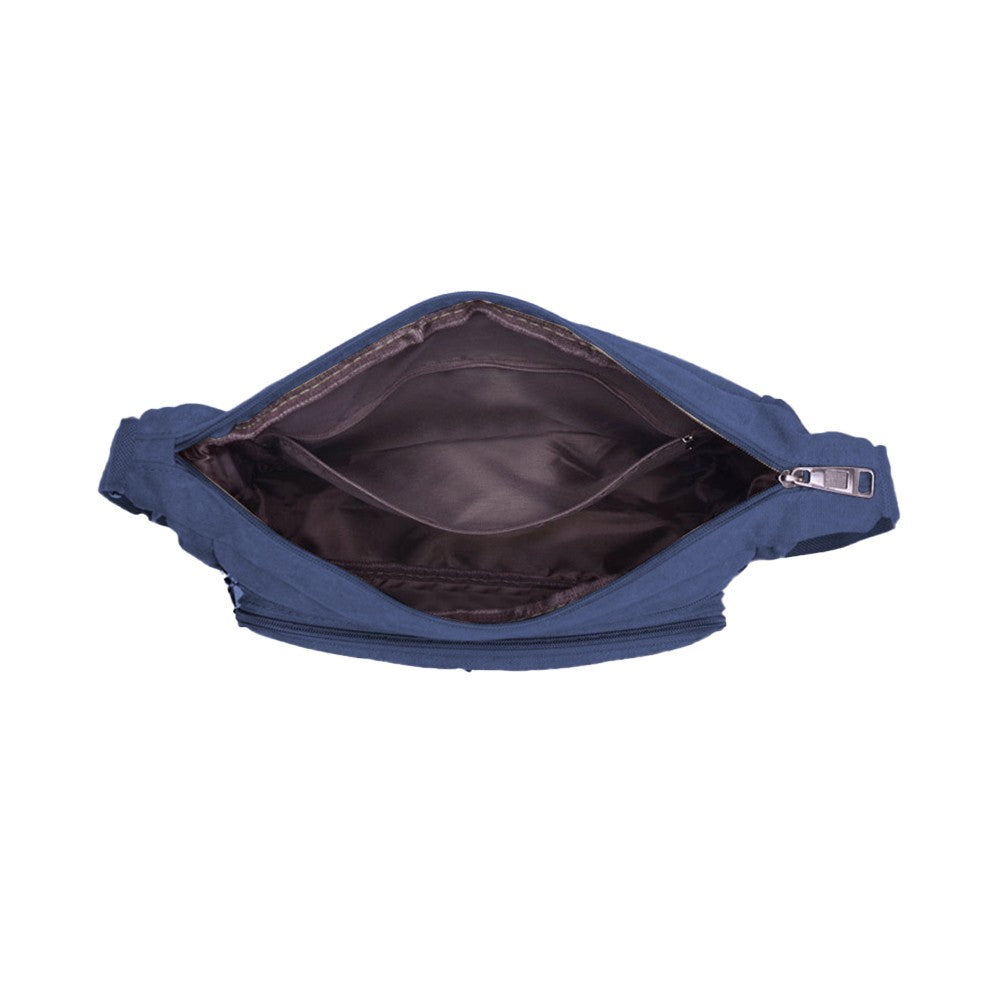 Mens Canvas Messenger Bag Multi-pocket Shoulder Bag Crossbody Satchel Bag Briefcase Blue