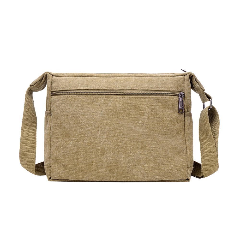 Mens Canvas Messenger Bag Multi-pocket Shoulder Bag Crossbody Satchel Bag Briefcase Khaki