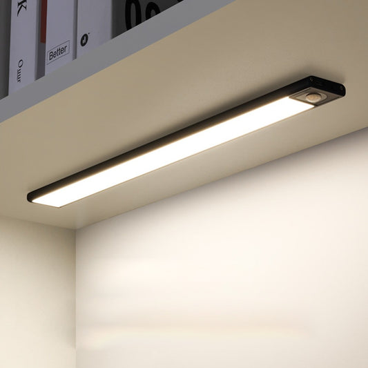 60cm Under Closet LED Motion Sensor Light Rechargeable Dimmable Cabinet Lamp Black