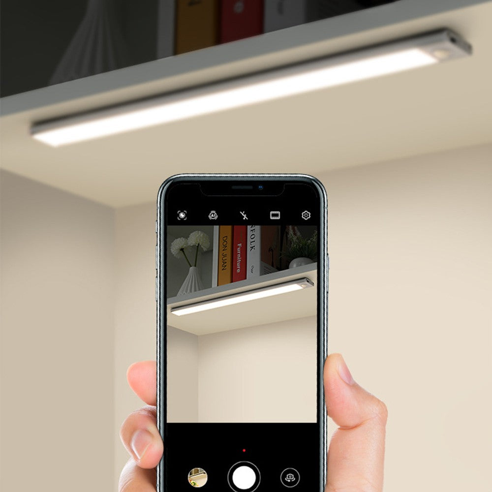 60cm Under Closet LED Motion Sensor Light Rechargeable Dimmable Cabinet Lamp Silver