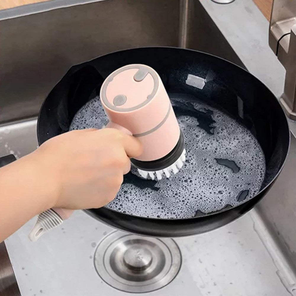 6-in-1 Handheld Electric Cleaning Brush USB Rechargeable Electric Dishwashing Brush Cleaning Tool Pink