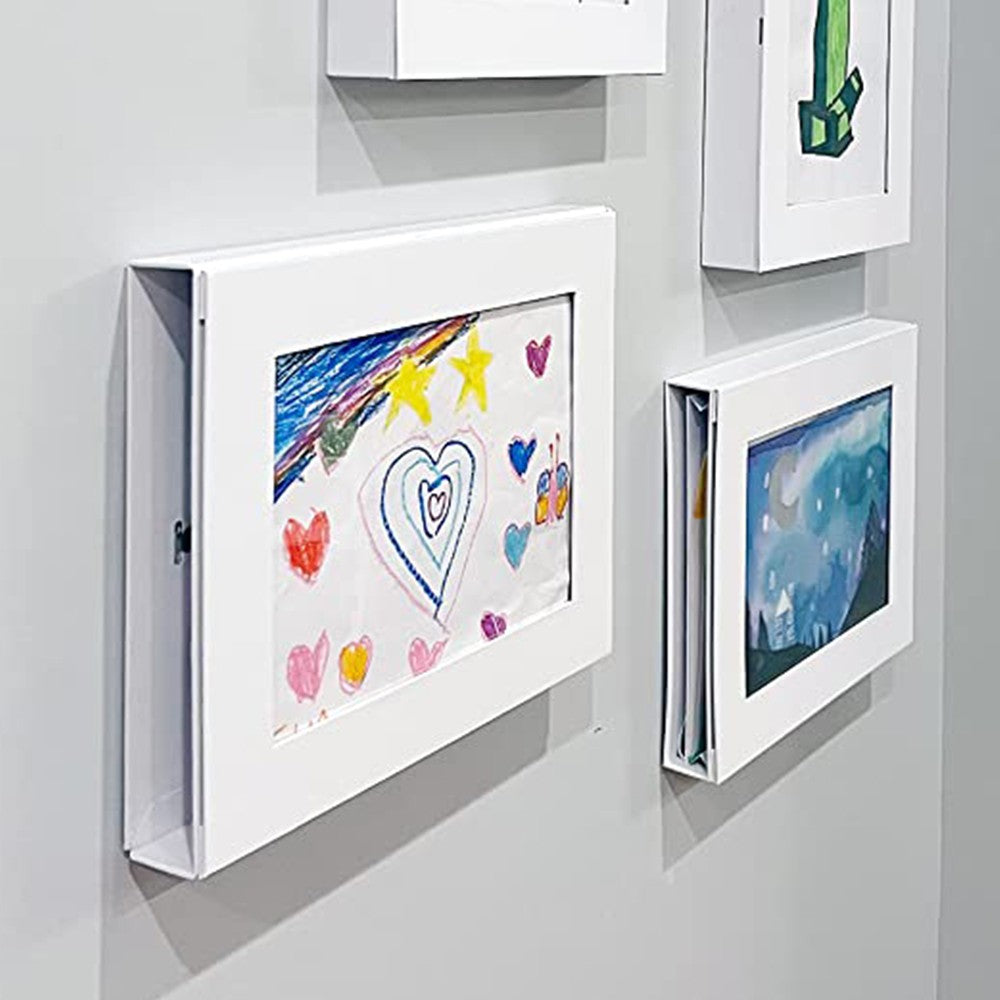 2 X Magnetic Kids Artwork Frame Photo Display Frame Front Opening Picture Display Holder