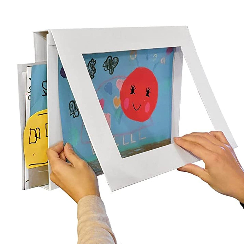 2 X Magnetic Kids Artwork Frame Photo Display Frame Front Opening Picture Display Holder