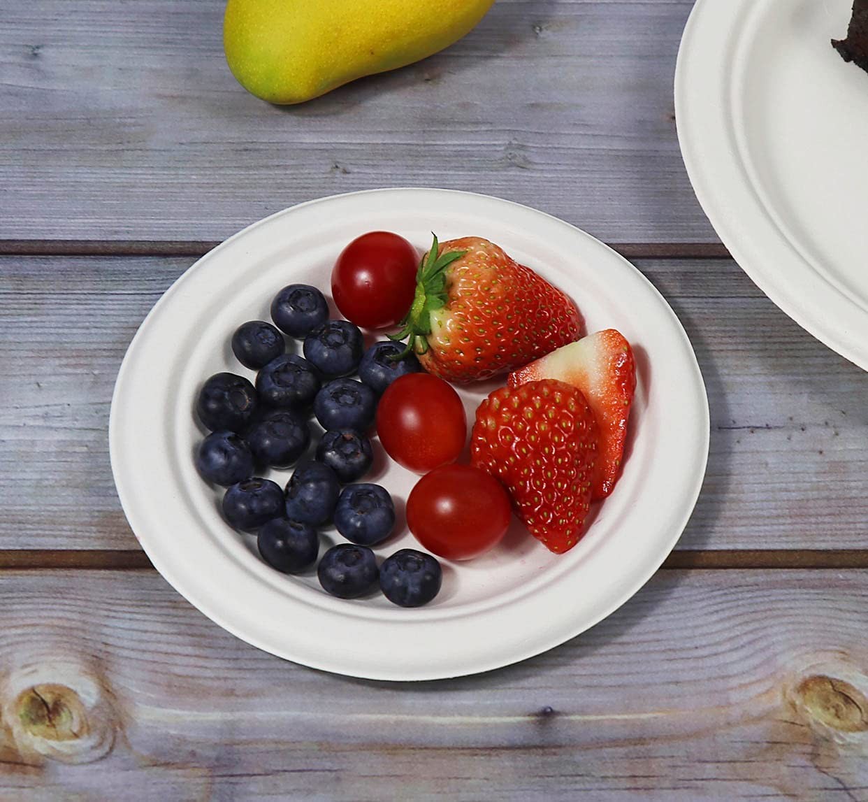 50Pcs 100% Compostable 6 Inch Disposable Plates Eco-Friendly Sugarcane Fiber Party Dinner Plates