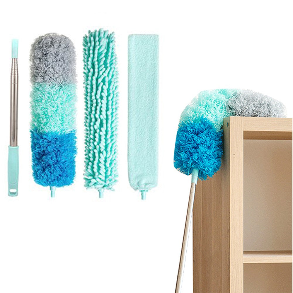 Microfiber Feather Duster Brush Kit with Extendable Pole Bendable Dusters Head Cleaning Tool