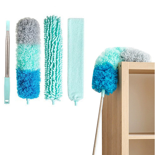 Microfiber Feather Duster Brush Kit with Extendable Pole Bendable Dusters Head Cleaning Tool