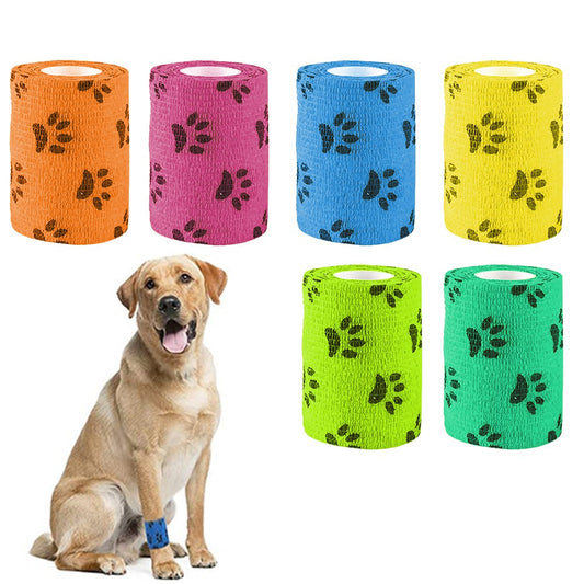 6 Rolls 7.5cm Self Adhesive Bandage for Pet Non-Woven Dog Bandages Elastic Pet Wounds Wrap Tape