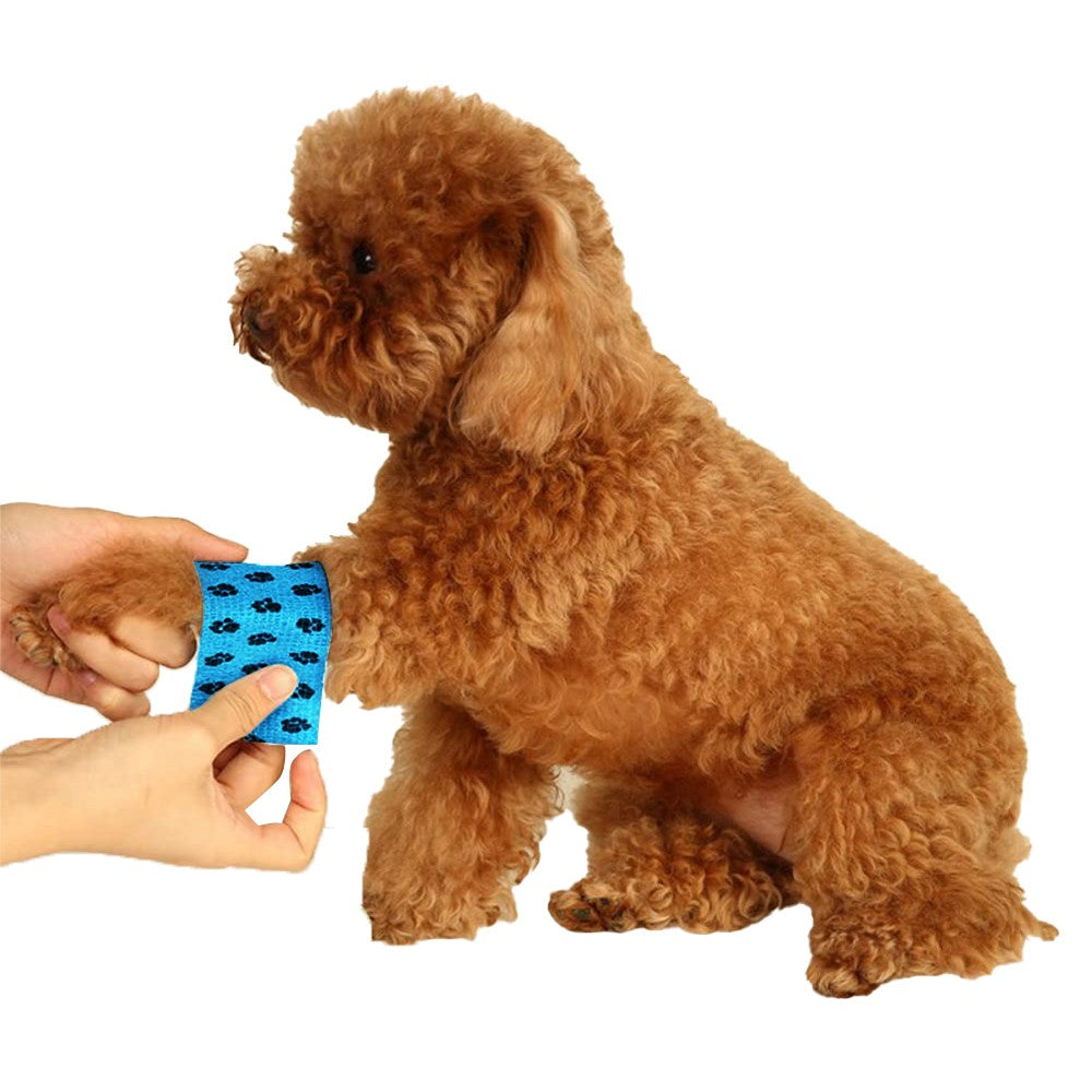 6 Rolls 10cm Self Adhesive Bandage for Pet Non-Woven Dog Bandages Elastic Pet Wounds Wrap Tape
